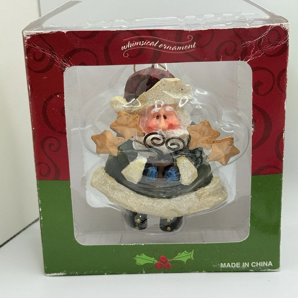 Whimsical Santa‎ Christmas Ornament Glitter Stars With Box Costco